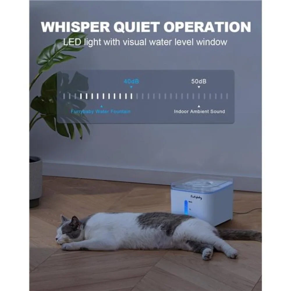 Cat Drinking Water Fountain, LED Automatic Pet Water Dispenser with Water Level
